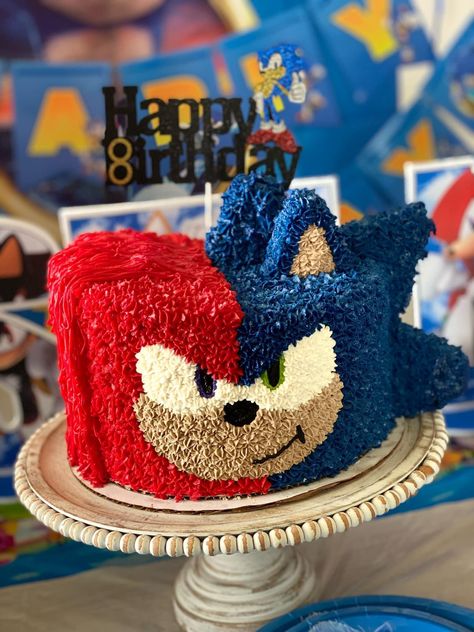 Sonic Birthday Cake, Sonic The Hedgehog Cake, 80s Birthday Parties, Sonic Cake, Hedgehog Cake, Sonic Birthday Parties, Hedgehog Birthday, Sonic Party, Nerf Party