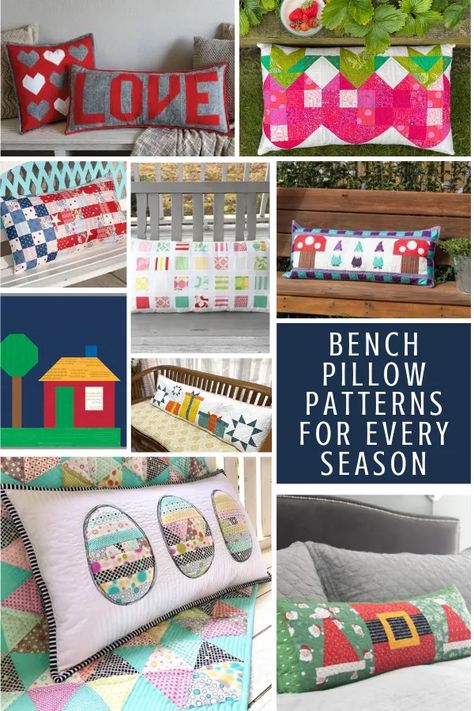 Bench Pillows for Every Season - Sewing With Scraps Bench Pillows Patterns, Quilted Bench Pillow Patterns, Bench Pillow Patterns Free, Bench Pillow Patterns, Sewing With Scraps, Pillow Cases Tutorials, Quilted Pillow Covers, Bench Pillow, Pillow Tutorial