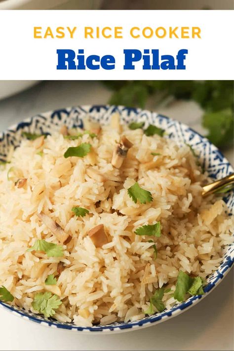 Rice Pilaf Recipe Easy Rice Cooker, Pilaf Rice Recipe, Flavored Rice Recipes, Cooked Rice Recipes, Pilaf Rice, Rice Cooker Rice, Easy Rice Pilaf, Brown Rice Pilaf, Small Rice Cooker