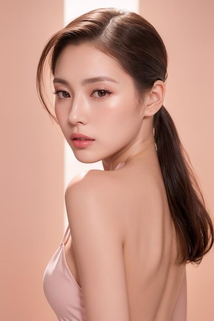 Nose Reference, Skincare Model, Cosmetics Model, Youthful Face, Beauty Shooting, Asian Faces, Cosmetics Banner, Nose Surgery, Halter Gown