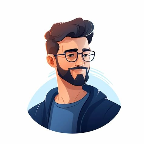 Man With Glasses, Beard Illustration, Beard Drawing, Boy Cartoon Characters, Fancy Logo, Brochure Food, Draw Face, Human Vector, Mt Bike