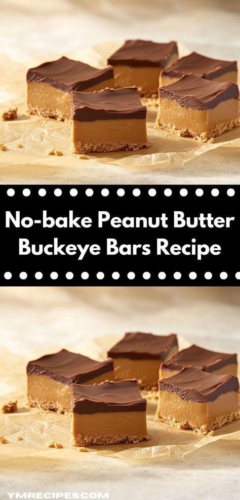 Searching for a family-friendly dessert that’s quick to prepare? These No-bake Peanut Butter Buckeye Bars are not only easy to make but also packed with flavor. Enjoy them as a fun snack or a sweet finish to your meal. Buckeyes Bars, Peanutbutter Dessert Recipes, Buckeye Cheesecake Bars, Assorted Cheesecake, Peanut Butter Dessert Bars, Buckeye Dessert, Buckeye Bars Recipe, Chocolate Pretzel Bars, Dessert Ideas Simple