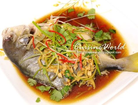 Recipe: Steamed Pompano 清蒸鲳参鱼 Serves: 2 Ingredients ... Pampano Recipe, Pompano Fish Recipe, Pompano Recipe, Steamed Fish Recipes, Whole Fish Recipes, Steamed Fish, Fish Recipes Healthy, Healthy Menu, Pescatarian Recipes