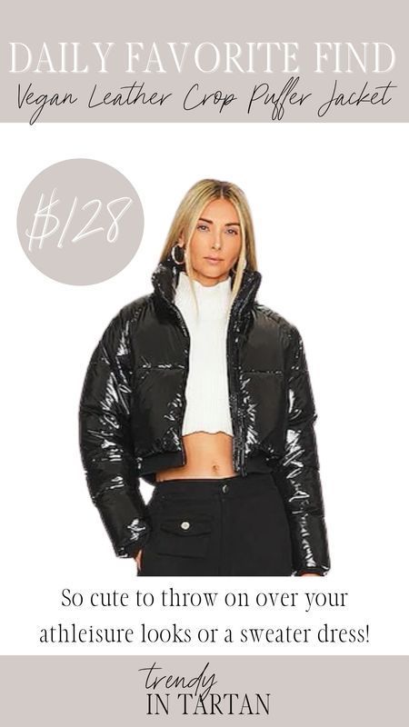 Daily Favorite Find- vegan leather crop puffer jacket Leather jacket, faux leather, cropped jacket, puffer jacket Leather Puffer Jacket, Leather Puffer, Cropped Puffer Jacket, Faux Suede Jacket, Faux Leather Moto Jacket, Blank Nyc, Line Jackets, Black Crop, Faux Leather Jackets