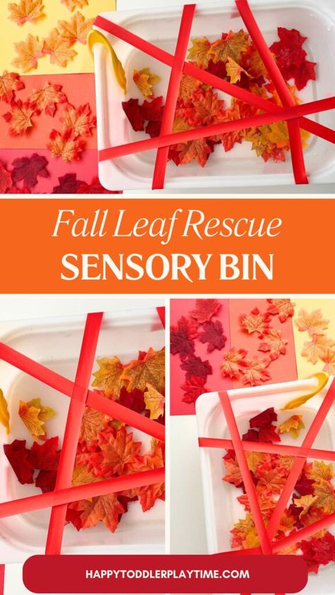 Fall Leaf Rescue Sensory Bin - Happy Toddler Playtime Leaf Fine Motor Activities, Fall Activities For Infants, Fall Sensory Bin, Happy Toddler, Math Stem, Kids Exploring, Thanksgiving Pumpkin, Sensory Bin, Fall Leaf