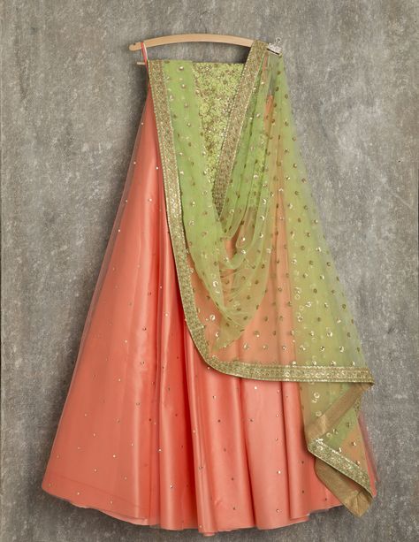 SwatiManish Lehengas SMF LEH 140 17 Carrot orange lehenga pear dupatta with threadwork blouse Orange Lehenga, Raw Silk Lehenga, Half Saree Designs, Red Lehenga, Lehenga Blouse, Ghagra Choli, Indian Lehenga, Designer Lehenga Choli, Leh