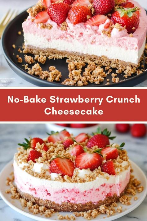 No-Bake Strawberry Crunch Cheesecake Half And Half Cheesecake, Strawberry Crunch Grapes, Strawberry Shortcake No Bake Cheesecake, Strawberry Wafer Cookie Cheesecake, A No-bake Summer Dream: Strawberry Crunch Cheesecake, Strawberry Crunch Pie, Strawberry Crunch No Bake Cheesecake, German Strawberry Cake, Easy No Bake Cheesecake Filling