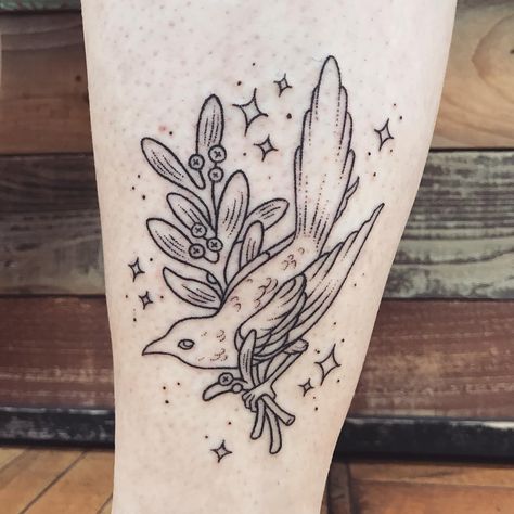 Marginalia Tattoo, Two Magpies Tattoo, Magpies Tattoo, Midwest Tattoo, Mistletoe Tattoo, Buck Tattoo, Magpie Tattoo, Magpie Art, Black Line Tattoo