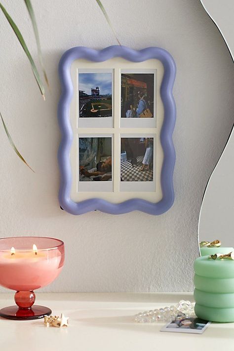 Avery Multi-INSTAX Picture Frame in Lavender at Urban Outfitters Painting Ceramic Picture Frames, Small Mirrors Collage, Picture Frames Color, Mini Hanging Picture Frames, Post Modern Picture Frame, Starbucks Picture Frame, Colorful Picture Frame Collage, Danish Pastel Picture Frame, Cute Mini Fujifilm Instax Magnetic Collage Colorful Photo Frames For Refrigerator