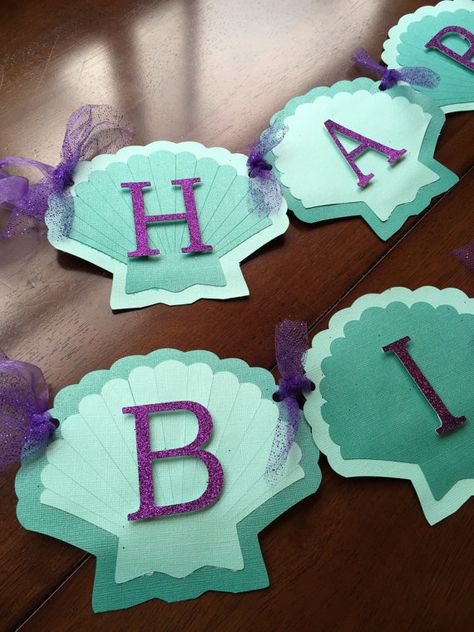 Little Mermaid Birthday Banner by 1StopKidsPartyShop on Etsy Birthday Banner Ideas, Diy Slinger, Ariel Birthday Party, Ariel Birthday, Banner Ideas, Sea Birthday Party, Mermaid Theme Party, Mermaid Parties, Little Mermaid Birthday