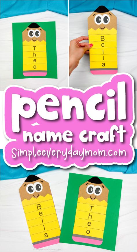 Name Craft For Preschool, Back To School Name Crafts For Preschool, Name Craft For Kindergarten, Name Craft Kindergarten, Pencil Crafts For Preschoolers, Name Preschool Crafts, 1st Grade Arts And Crafts Ideas, Pre K Crafts Back To School, Pencil Activities For Preschool