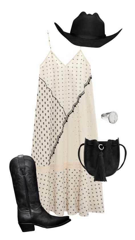 cream and black dress with tall black cowgirl boots Country To Country Outfit, Two Step Outfit Country, Country Concert Spring Outfit, Athleisure Outfits Hot Weather, Country Concert Outfit Zach Bryan, Casual Horse Race Outfit, Flatland Cavalry Concert Outfit, Palm Springs Outfit Spring, Coastal Cowgirl Concert Outfit