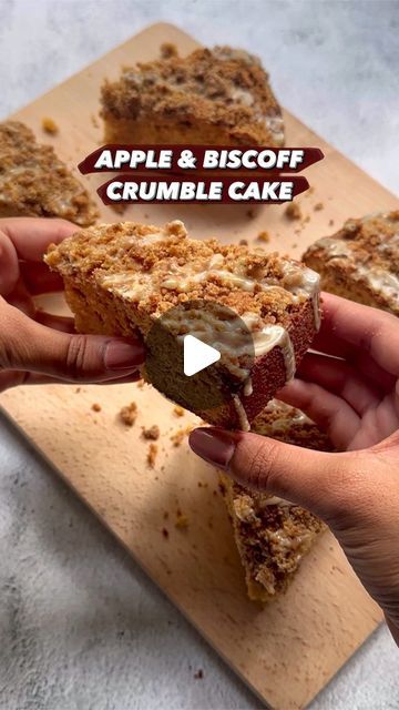 Serena Patel on Instagram: "🍎Apple & Biscoff Crumble Cake🍎Recipe below⬇️ Follow @the.foodie.analyst for more🔔 Ingredients (10-12 slices) CAKE: 🔸 2 large apples 🔸 250g unsalted butter 🔸 200g light brown sugar 🔸 80g biscoff spread (smooth) 🔸 3 large eggs 🔸 50ml milk 🔸 250g plain flour 🔸 2.5tsp baking powder CRUMBLE TOPPING: 🔸 100g plain flour 🔸 40g brown sugar 🔸 50ml melted butter 🔸 1.5tsp ground cinnamon 🔸 0.5tsp salt ICING DRIZZLE: 🔸 0.5cup icing sugar powder 🔸 1tsp milk 🔸 1tsp biscoff spread (smooth) Method: 1️⃣ Preheat the oven to 180C, then brown the butter on medium heat, stirring frequently till it has a nutty aroma (it should have brown specks in it once done too). Set aside to cool 2️⃣ Peel & chop the apples into small chunks & set aside (approx 190g once prepared Biscoff Crumble Topping, Biscoff Apple Crumble, 3 Ingredient Biscoff Cake, Apple Crumble Recipe Single Serving, Allrecipes Apple Crumble Coffee Cake, Crumble Cake Recipe, Biscoff Spread, Crumble Cake, Cake Mixture