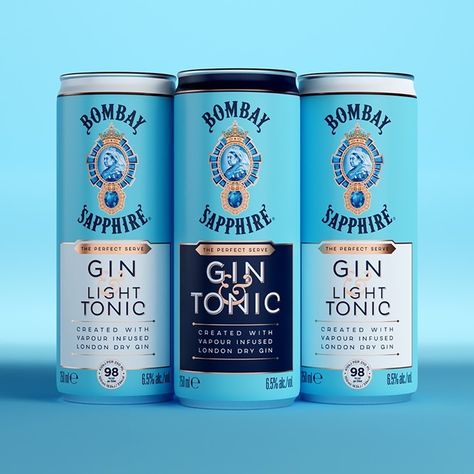 World Brand Design Society on Instagram: “Knockout @knockoutbranddesign - Bombay Sapphire RTD Range #gin #spirits #typography #agency #art #design #creative #designer #brand…” Bombay Sapphire Gin, Bombay Sapphire, London Dry Gin, Dry Gin, Design Creative, Brand Design, Gin, Packaging Design, Branding Design