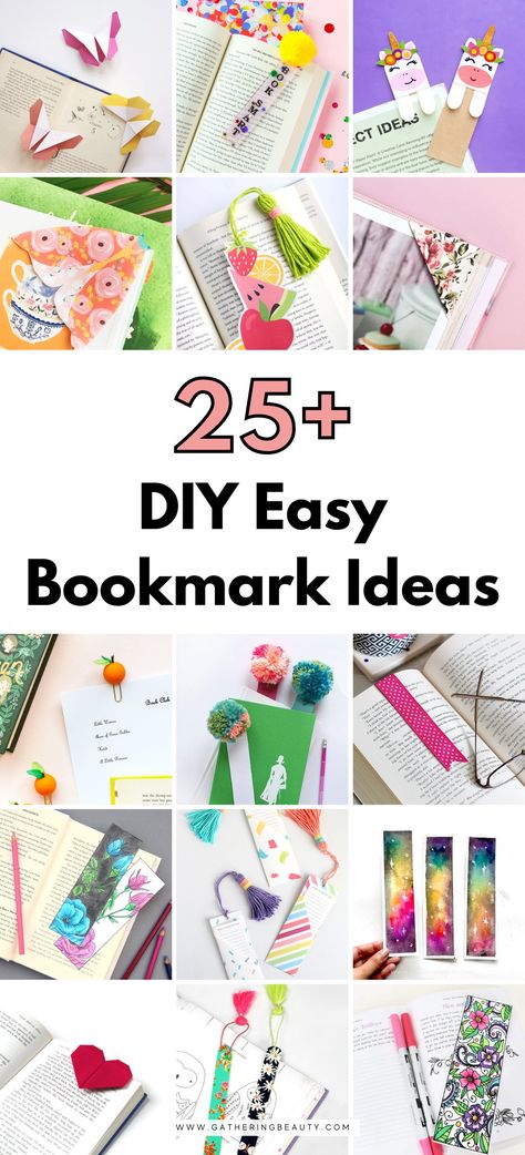 25+ DIY Easy Bookmark Ideas To Make — Gathering Beauty Personalized Bookmarks Diy, How To Make Bookmarks With Cricut, Diy Book Marks Idea, How To Make A Bookmark Easy, Bookmark Craft Ideas, Diy Book Markers, Bookmark Craft Diy, Bookmark Art Ideas, Bookmarks For Kids To Make