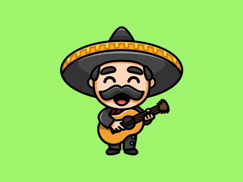 Mariachi Drawing, Playing A Guitar, Rick And Morty Poster, Pet Logo, Simple Illustrations, Adobe Illustrator Design, Outline Illustration, Pet Logo Design, Simple Cartoon