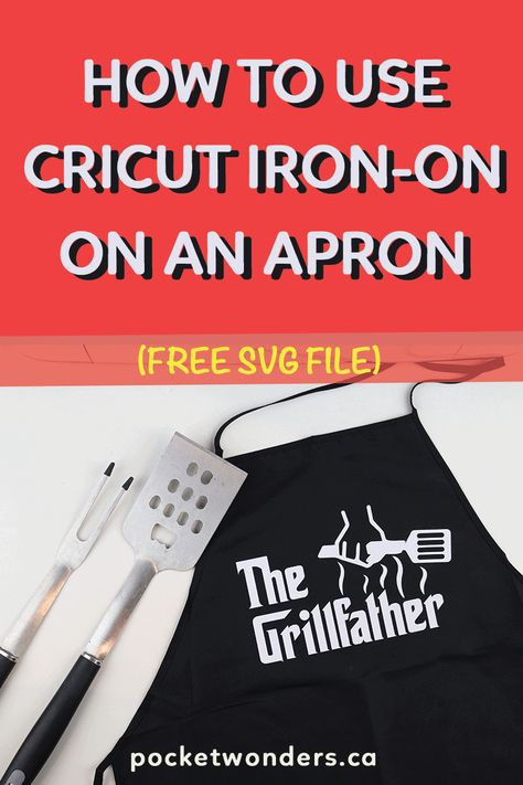 How to use Cricut Iron-On Vinyl on an Apron [Free Cricut SVG file] How To Make Aprons, Free Cricut Svg, Cricut Iron On Vinyl, Cricut Htv, How To Use Cricut, Diy Apron, Using Cricut, Craft Apron, Free Cricut