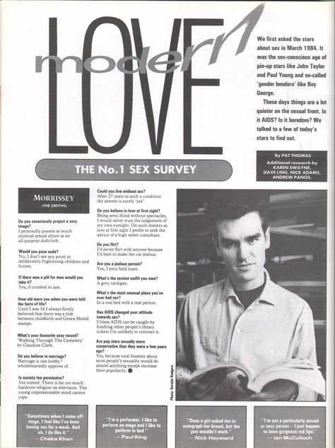 Morrissey Letters, Nick Adams, The Smiths Morrissey, Johnny Marr, Magazine Interview, John Taylor, Talking Heads, Charming Man, Artist Interview