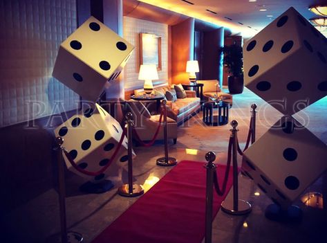 Dice Party Decorations, Corporate Casino Party, Dice Decorations, Las Vegas Decor, Vegas Decor, Casino Themed Party, Casino Event, Mason Disick, Casino Birthday