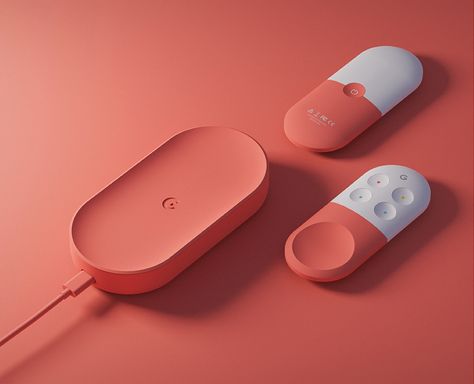 The Google Chromecast gets an Apple TV style makeover… and a remote! Circular Product Design, Tech Product Design, Product Design Render, Hi Tech Design, Electronic Product Design, Google Products, Remote Design, Product Render, 3d Templates