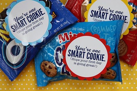 For those of you who can't take homemade treats to school..."One Smart Cookie" snacks would be cute! :) Testing Treats, Smart Cookies, Happy Home Fairy, One Smart Cookie, Academic Excellence, School Printables, School Treats, Smart Cookie, E Mc2