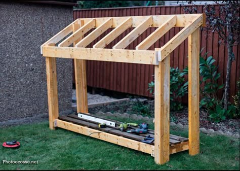 DIY Small Wood Shed | HowToSpecialist - How to Build, Step by Step DIY Plans Small Wood Shed, Firewood Storage Outdoor, Diy Shed Kits, Small Shed Plans, Ideas Terraza, Outdoor Firewood Rack, Backyard Storage Sheds, Diy Storage Shed, Wood Shed Plans