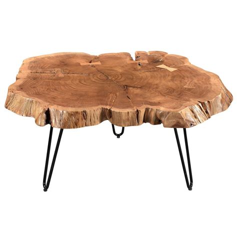 Wrought Studio Etchison Acacia Wood Coffee Table & Reviews | Wayfair Natural Wood Coffee Table, Hairpin Style, Acacia Wood Table, Iron Coffee Table, Live Edge Coffee Table, Industrial Coffee Table, Rustic Coffee Tables, Table Cafe, Wood Table Top