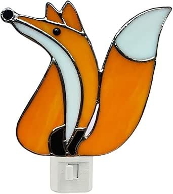 CHEZBABY Stained Glass Night Light Plug into Wall Lamp Decorative Accent Nightlight for Hallway Bedroom Kitchen Home Décor(Fox) Bathroom Night Light, Stained Glass Night Lights, Cat Stain, Hallway Bedroom, Night Lights, Kitchen Home, Wall Lamp, Night Light, Stained Glass