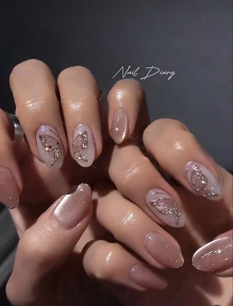 Mauve And Gold Nails, Virgo Inspired Nails, Rosegold Nailart, Kuku Wedding, Desain Nail Art, Virgo Nails Designs, Virgo Nails, Nail Art Silver, Nailart Aesthetic