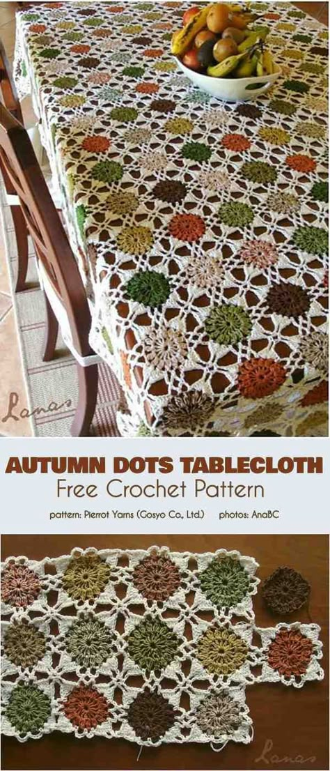 Autumn Dots Tablecloth Free Crochet Pattern Table Crochet Pattern Tablecloths, Free Crochet Tablecloth Patterns, Tablecloth Crochet Pattern Free, Table Crochet Pattern, Crochet Patterns Tablecloth, Crochet Tablecloth Pattern Free, Crochet Table Cloth Pattern, Tablecloth Crochet Pattern, Autumn Tablecloth