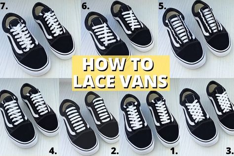 Shoelace Ideas Vans, Ways To Lace Vans High Tops, Tie Vans Laces How To, Cute Ways To Lace Vans, Bar Lace Shoes How To, Tying Vans Laces, Shoelace Patterns Vans, Diy Vans Paint, Vans Shoe Laces Ideas