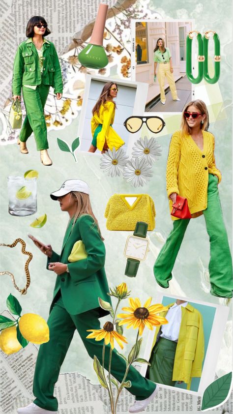 Yellow Green Outfit Aesthetic, Green And Yellow Outfit Aesthetic, Green And White Combo Outfit, Yellow Headband Outfit, Lime Green Color Combinations Outfit, Yellow Outfit Color Combos, Green And Yellow Outfit Ideas, Like Green Outfit, Lime Yellow Outfit