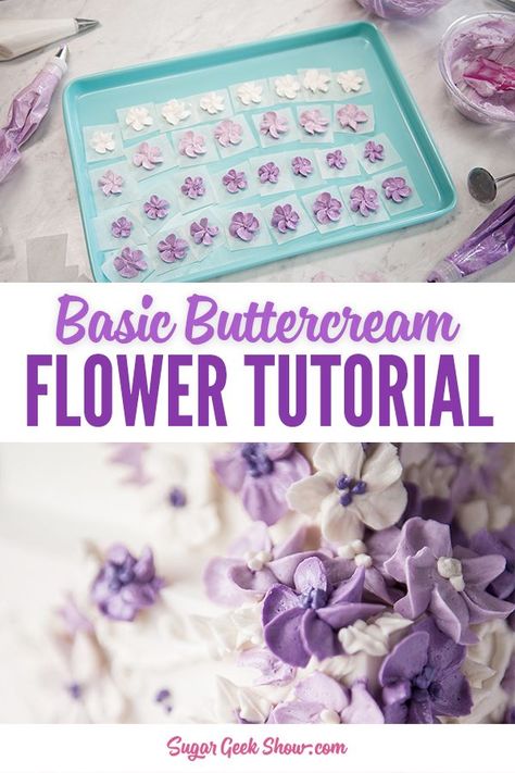 These Easy Buttercream Flowers are the perfect project for the buttercream newbie. ⁠ ⁠ Even if you’ve never piped a flower before, these 5 petal flowers are a great starting point!⁠ ⁠ I'm using my easy buttercream frosting for these flowers, and am freezing them before applying them onto my cake or cupcakes.⁠ ⁠ Pro tip: Make sure your buttercream is smooth and bubble-free by mixing your buttercream on low with the paddle attachment for 10-15 minutes after you make it. ⁠ ⁠ #buttercream How To Freeze Buttercream Frosting, Freeze Buttercream Flowers, Tiny Buttercream Flowers, Flower Frosting Tutorial, Freezing Buttercream Flowers, Flower Tips For Frosting, Piping Flowers On Cake, Buttercream For Piping, Easy Buttercream Flowers