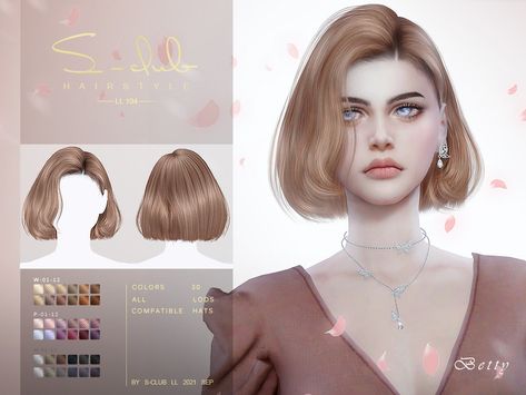 Short Bob cut hair(Betty) by S-Club Sims 4 Cc Hair Short Bob, Sims4 Cc Short Hair, Sims 4 Cc Short Hair Patreon, Sims 4 Cc Bob Hair, Sims School, Bob Cut Hair, Short Bob Cut, Ts4 Hair, Sims 4 Cc Hair