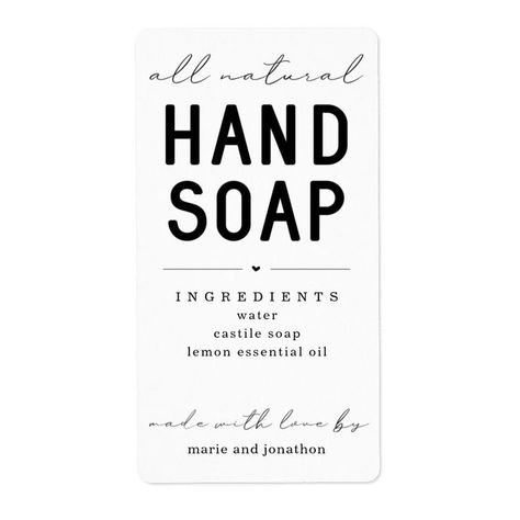 Personalized Homemade Hand Soap Label | Zazzle.com in 2021 | Soap labels, Soap labels template, Homemade hand soap Hand Soap Label, Hand Soap Packaging, Label Botol, Soap Label Design, Homemade Hand Soap, Soap Labels Template, Cold Pressed Soap, Own Business Ideas, Natural Hand Soap