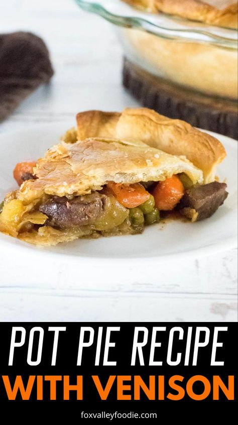 Venison Pot Pie Recipe, Venison Shepherds Pie Recipe, Leftover Venison Roast Recipes, Venison Pot Pie, Deer Burger Recipes, Venison Pie, Potpie Recipe, October Meals, Double Pie Crust