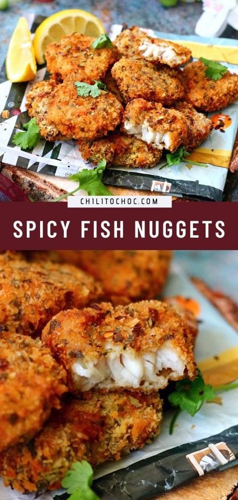 Spicy Fish Nuggets Pinterest Crumbed Fish, Fish Nuggets, Fischer Homes, Fish Dinner Recipes, Fish Bites, Fried Fish Recipes, Breakfast And Brunch, Peri Peri, Fish Recipes Healthy