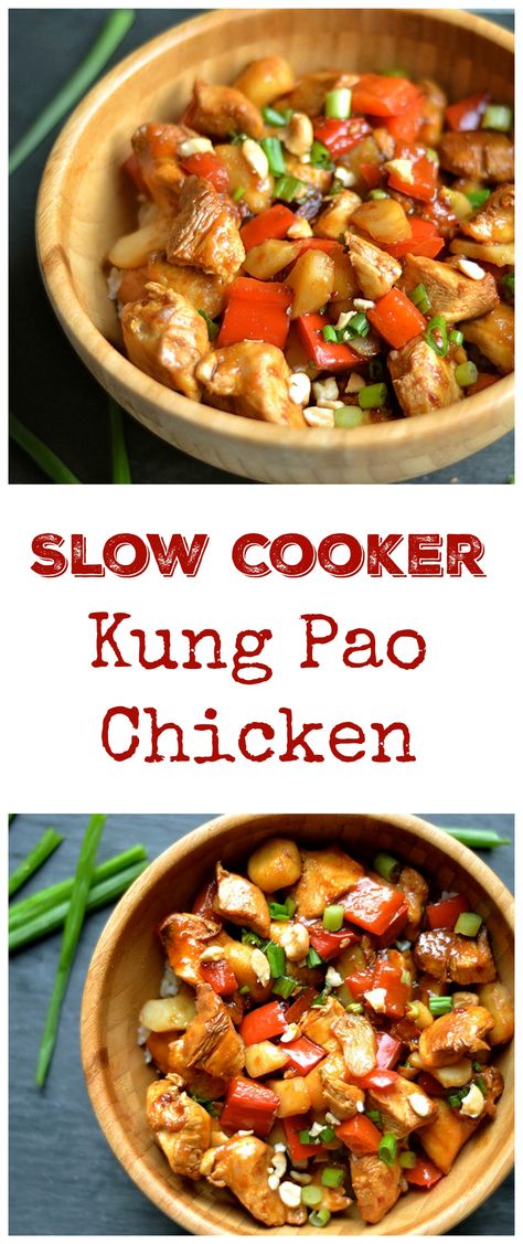 Set it and forget it with this super easy and delicious Kung Pao Chicken! Much healthier and tastier than the take-out version! Slow Cooker Kung Pao Chicken, Kung Pao Chicken Recipe, Slow Cooker Apples, Coconut Aminos, Paleo Crockpot, Arrowroot Powder, Paleo Lunch, Keto Paleo, Paleo Dinner