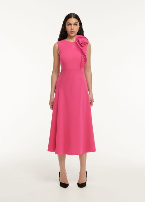 Roland Mouret Dress, Gowns For Women, Roland Mouret, Office Dresses, Pink Midi Dress, Bridal Shop, Fitted Bodice, Latest Styles, Mid Calf