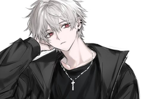 Anime Boy White Hair Red Eyes, White Haired Boy, White Hair Boy, Boy With White Hair, White Hair Anime Guy, 男の子 アイコン, Silver Eyes, White Hair Anime, Black Hair Boy