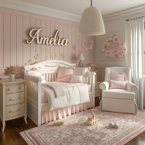 Pink Princess Nursery Ideas, Pink And Gold Nursery Baby Girl, Baby Girl Room Ideas Themes, Baby Rooms Girl, Baby Room Ideas Girl, Girl Baby Room Ideas, Nursery Themes Girl, Baby Decoration Ideas, Elegant Girls Room