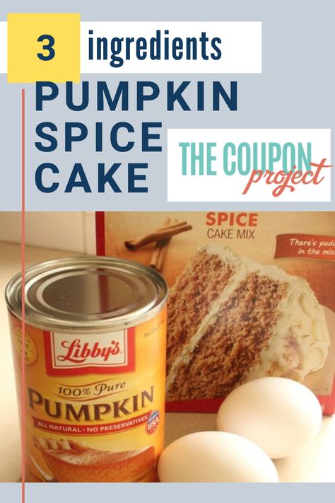 Pumpkin Spice Cake Recipe – Just Three Ingredients! 3 Ingredient Pumpkin Spice Cake, Easy Pumpkin Spice Cake, Cinnamon Scone, Spice Cake Mix Recipes, 3 Ingredient Pumpkin, Pumpkin Spice Cake Recipe, Pumpkin Cake Mix, Pumpkin Cake Easy, Spice Cake Recipe