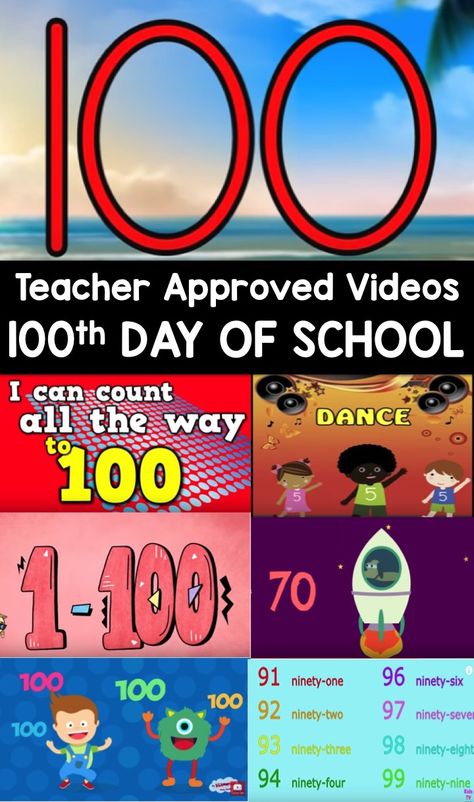 Is it your 100th Day? Or maybe you are just looking for some videos for counting? Either way, here is your teacher approved list of 100th Day Videos for preschool, kindergarten, and first grade. Micro Teaching, All About The Number, 100 Días De Clases, 100th Day Of School Crafts, 100s Day, Kindergarten February, Teaching Holidays, School Video, 100 Day Celebration