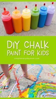 Chalk Paint For Kids, Diy Sidewalk Chalk Paint, Diy Sidewalk Chalk, Diy Sidewalk, Paint For Kids, Sidewalk Chalk Paint, Sidewalk Paint, Nanny Life, Chalk Paint Recipe