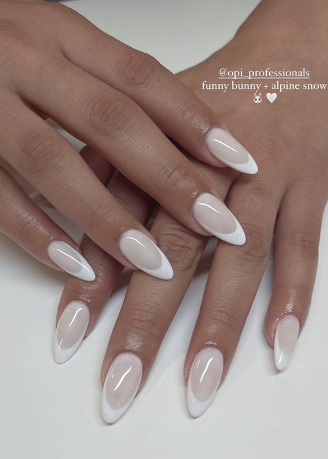 White French Tips Chrome, White French Nails With Chrome, Ivory French Tip Nails, White Nails With White French Tip, French Chrome Almond Nails, White French Tip With Silver Line, Soft White French Tip Nails, White French Chrome Nails, Milky French Tip Nails