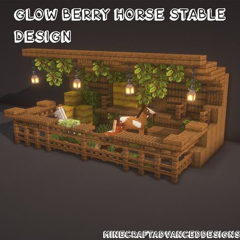 MinecraftDesigns on Instagram: “Horse stable design🍀🌿 ========================= Shaders: BSL shaders Texture: Stay True ========================= #minecraft…” Minecraft Mine Ideas Survival, Mc Stable Design, Mincraft Idea Horse Stable, Cute Minecraft Birch Houses, Glow Berry Horse Stable Design Minecraft, Horse Stables Design Minecraft, Minecraft Builds Horse Stable, Minecraft Stable Build, Mine Shack Minecraft