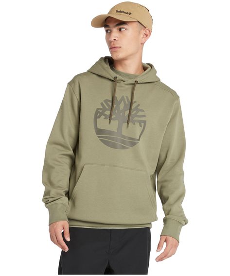 Celebrating nature's wild places this Timberland hoodie features the brand's iconic tree logo on the front. The pullover style has a roomy kangaroo pocket that's perfect for warming your hands when it's chilly outside. Timberland Hoodie, Tree Logo, Tree Logos, Timberland Mens, Circle Design, Mens Sweatshirts Hoodie, Timberland Boots, Dark Denim, Fleece Hoodie