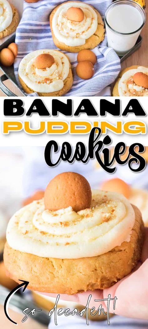 Banana Cream Pie Cookies, Cream Pie Cookies, Banana Pudding Cookies, Pudding Cookies Recipes, Instant Banana Pudding, Crumble Cookie Recipe, Easy Banana Pudding, Banana Dessert Recipes, Best Banana Pudding