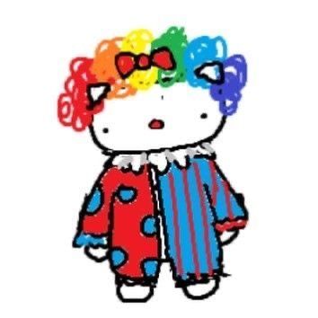 Clown Hello Kitty Pfp, Garfield X Hello Kitty, Silly Clown Drawing, Clown Garfield, Clown Hello Kitty, Hello Kitty Garfield, Garfield And Hello Kitty, Take My Heart, Garfield Images