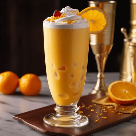 The Orange Julius cocktail has a sweet, tangy, and creamy taste with a hint of vanilla. It is light and refreshing, making it perfect for a warm summer day or as a dessert drink. Boozy Orange Julius, Orange Julius Cocktail, Orange Cream Cocktail, Ginger Mojito, Pina Colada Mocktail, Lemon Squash, Cranberry Punch, Mojito Mocktail, Mango Mojito